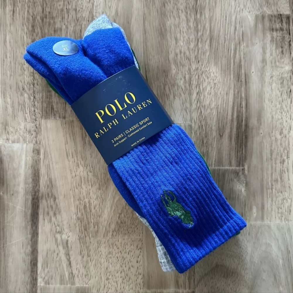 NWT Men's Ralph Lauren Polo 4 Pairs Classic Sport Crew Socks - Picture 2 of 8